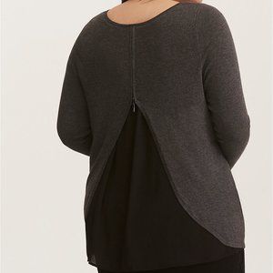 Torrid Grey & Black Chiffon Inset top NWT sz 4